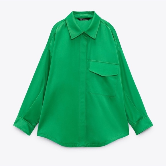 Zara Tops - Zara shacket oversized satin effect shirt jacket